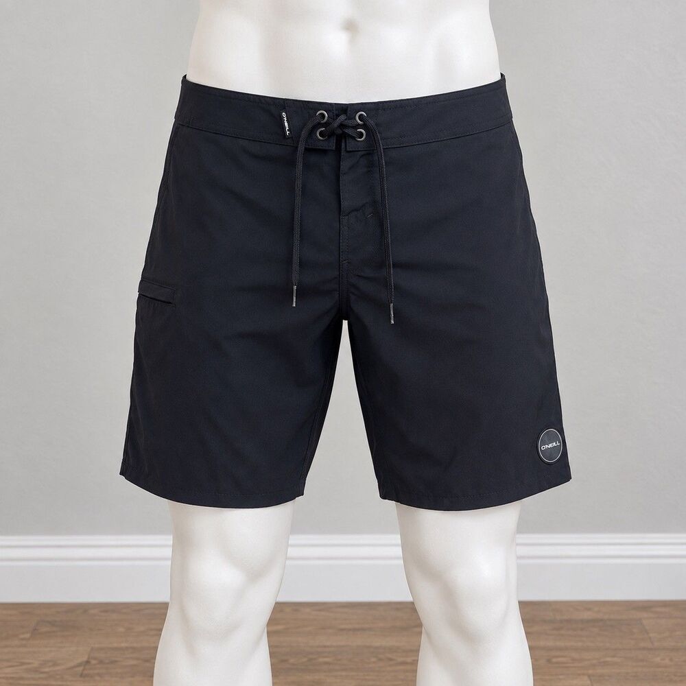 O’Neill Hyperfreak Men’s 34 Black Board Shorts Swim Trunks Stretch Drawstring